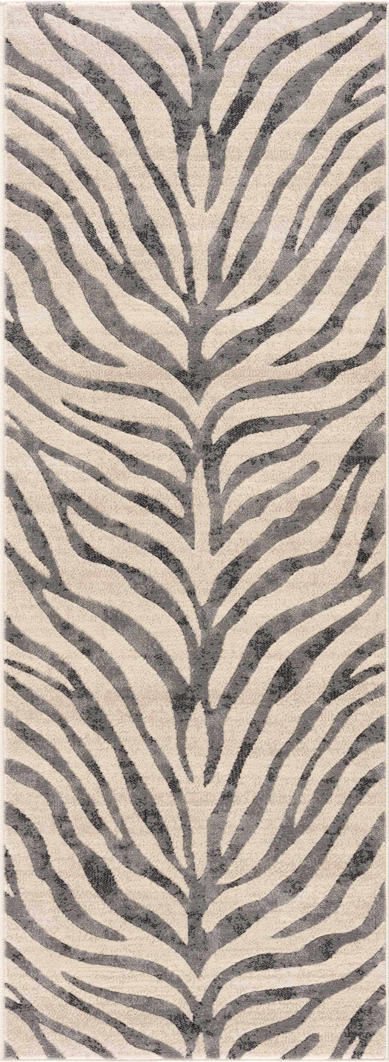 Gray Ecorse Zebra Print Area Rug-4
