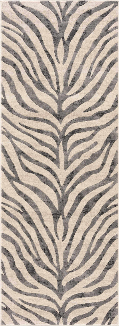 Gray Ecorse Zebra Print Area Rug-4