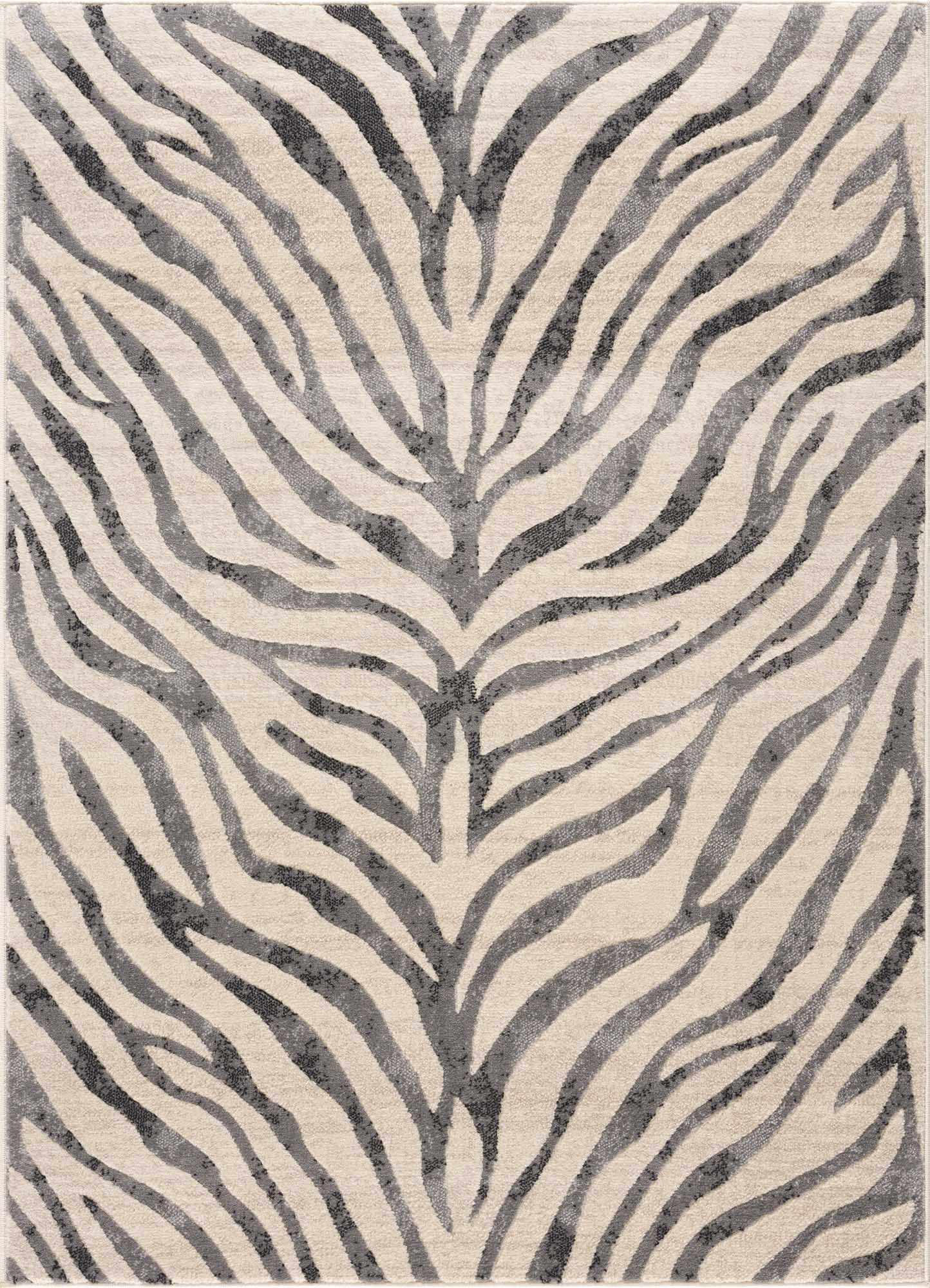 Gray Ecorse Zebra Print Area Rug-3