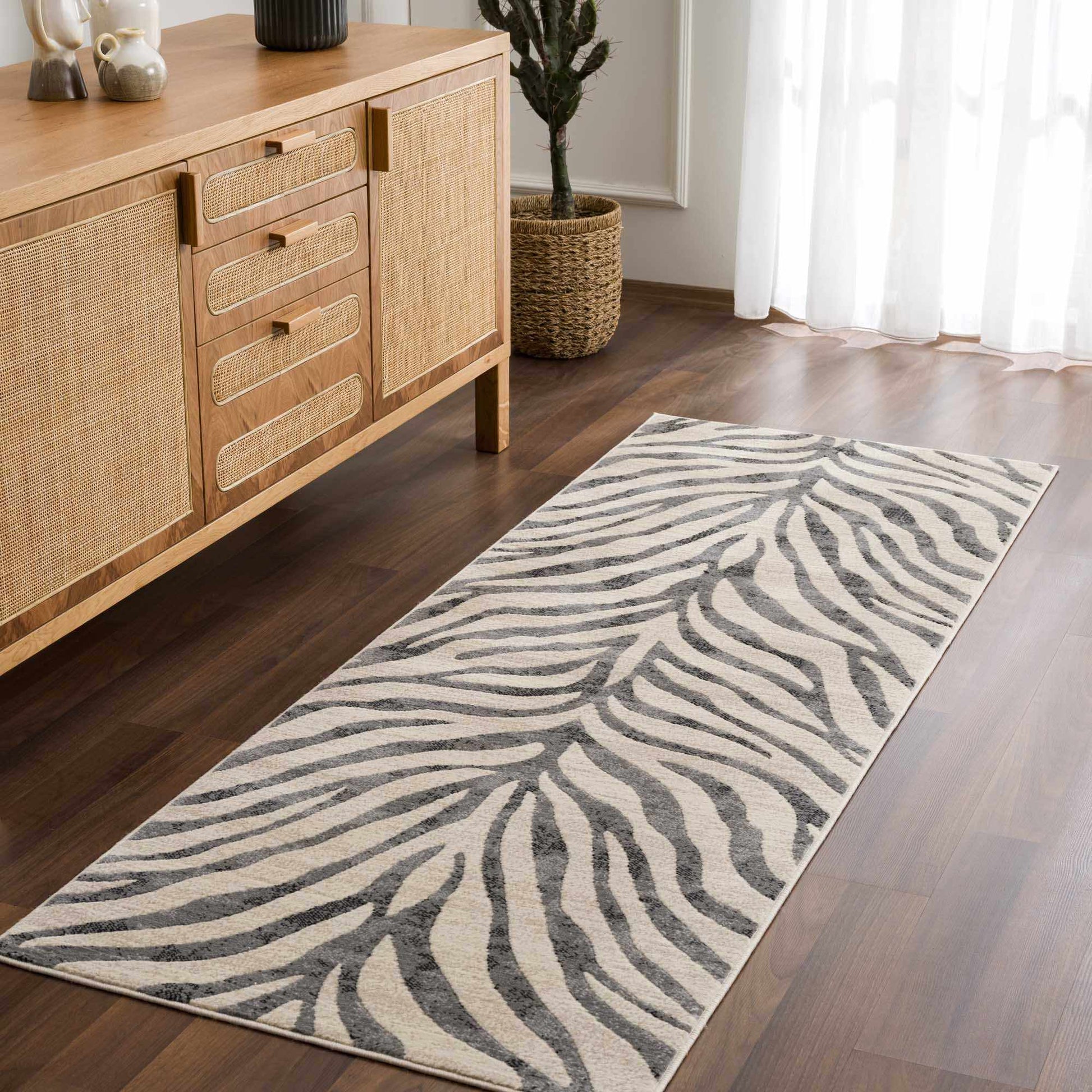 Gray Ecorse Zebra Print Area Rug-2