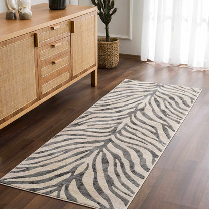 Gray Ecorse Zebra Print Area Rug-2