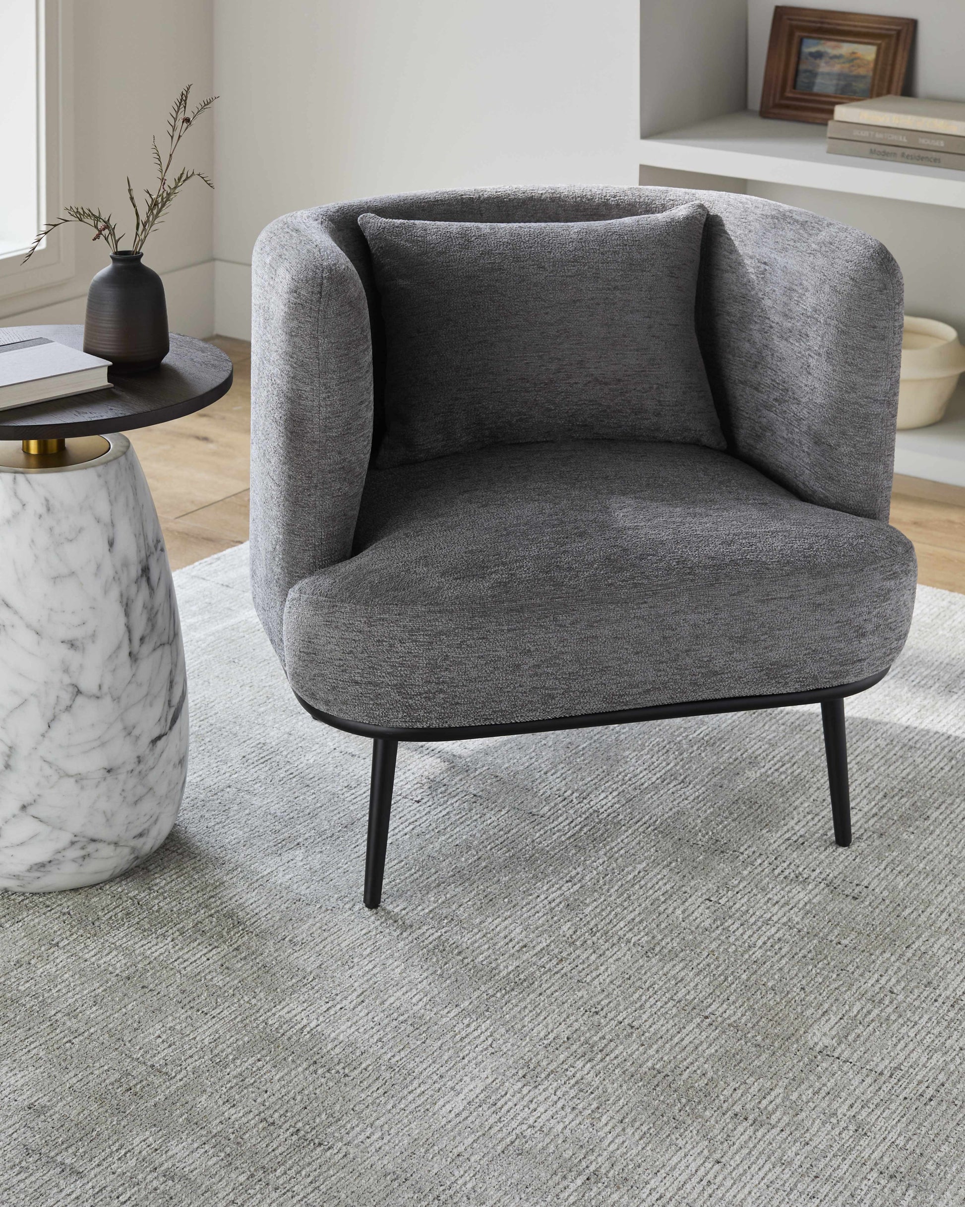 Courtisols Modern Curved Gray Accent Chair-2