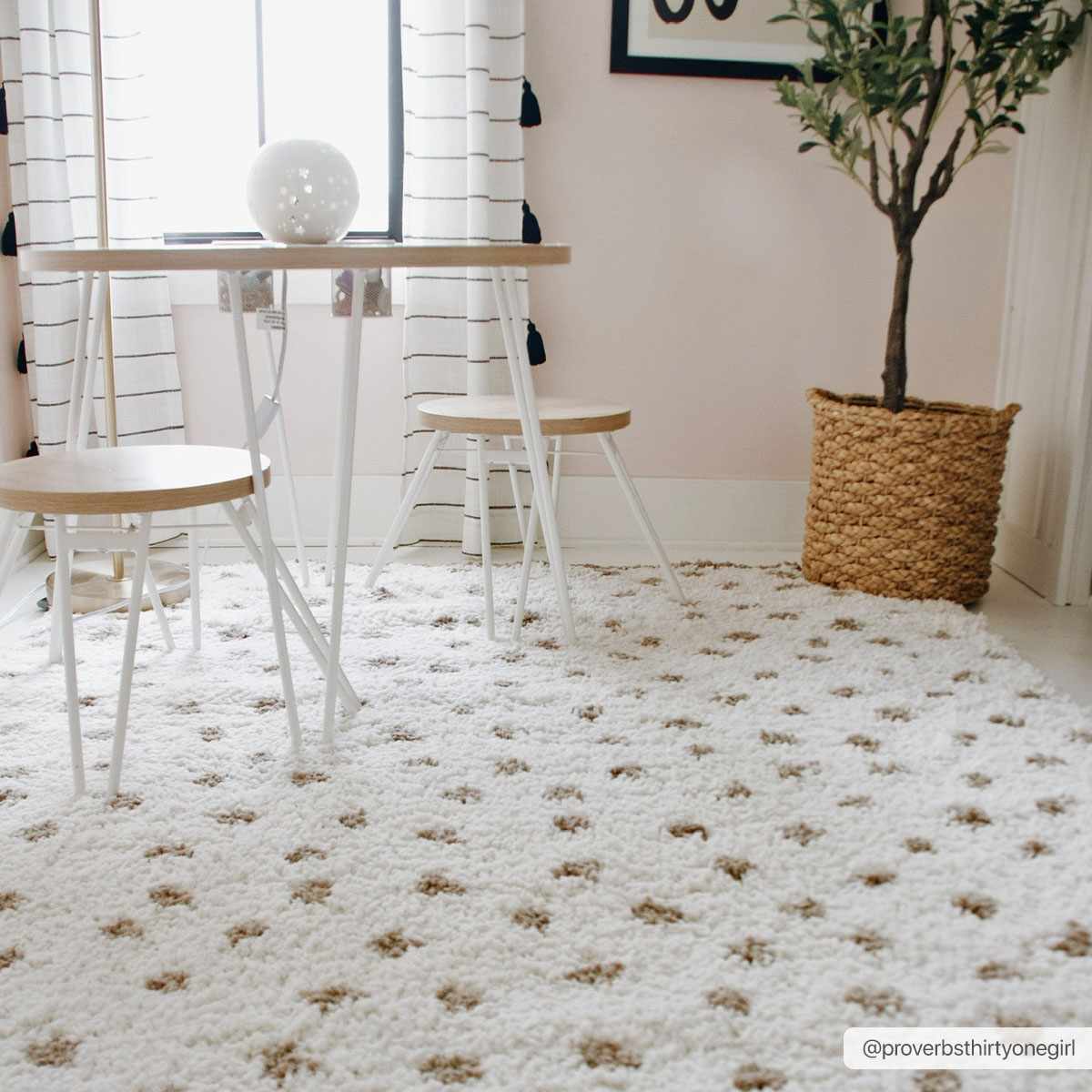 Chaia Dotted Cream & Brown Plush Rug-1
