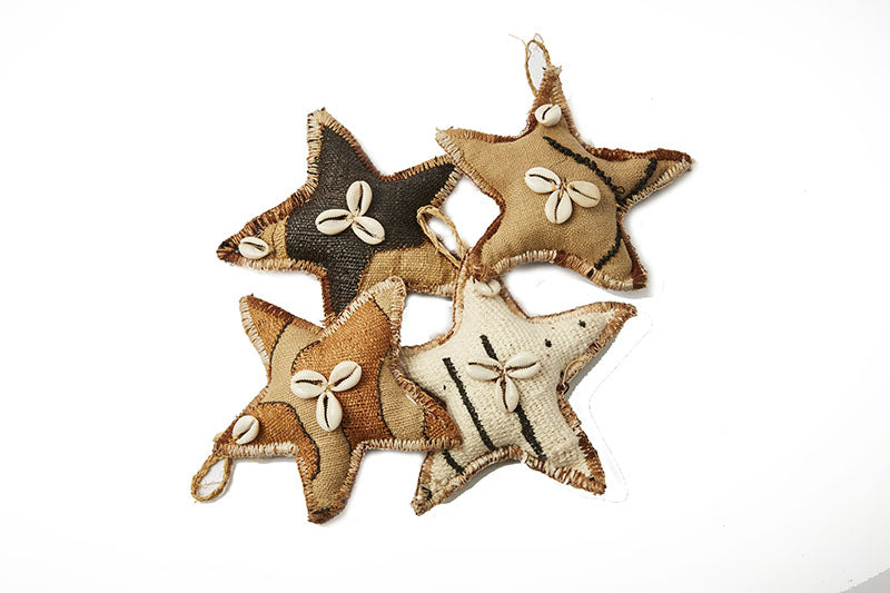 Kuba & Mud Cloth Star Christmas Ornaments | Hand sewn in Tanzania-1