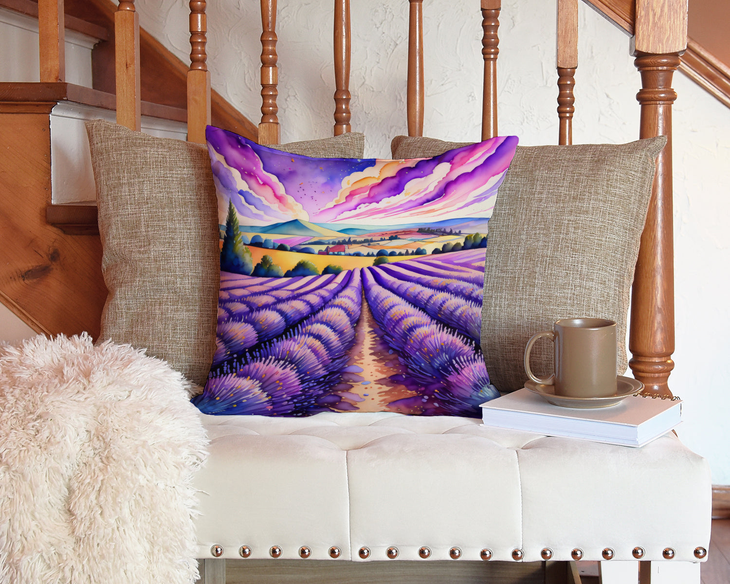 Colorful English Lavender Throw Pillow-2