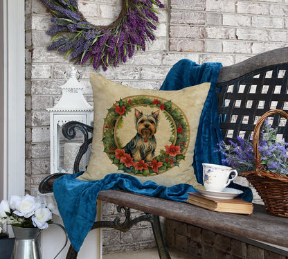 Silky Terrier Christmas Flowers Throw Pillow-3