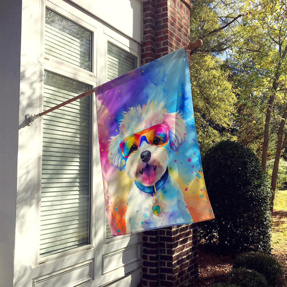 Bichon Frise Hippie Dawg House Flag-1