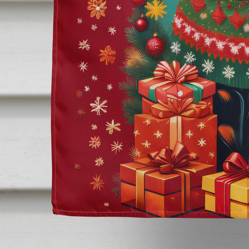 Doberman Pinscher Holiday Christmas House Flag-3