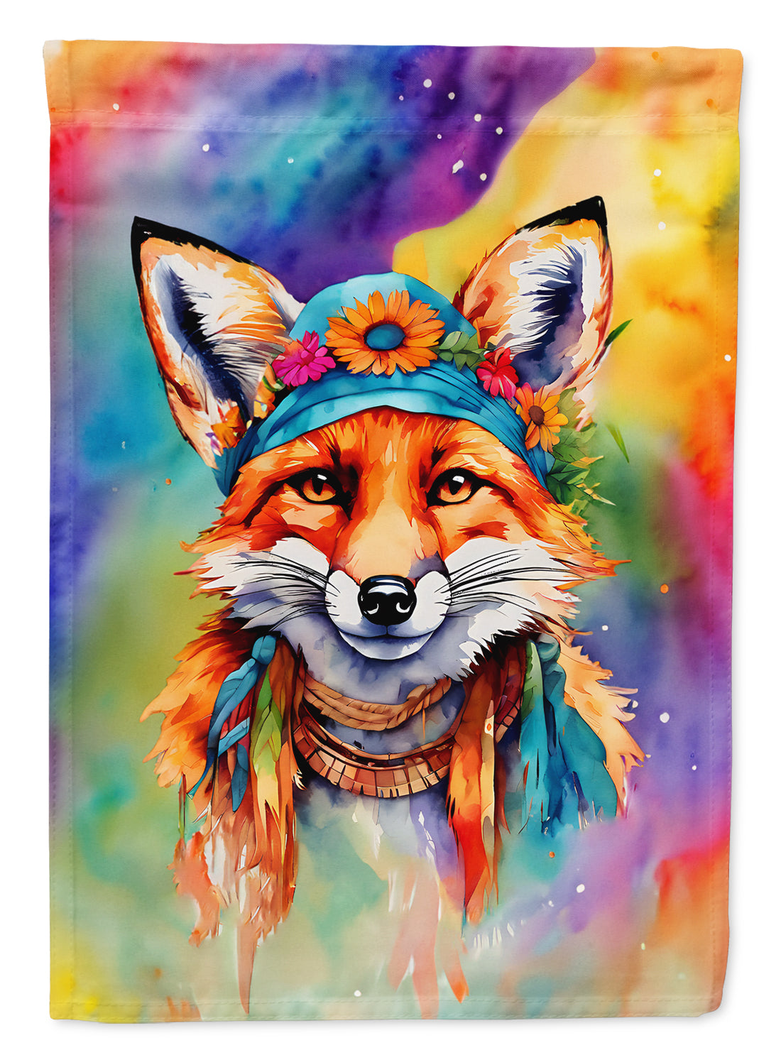 Hippie Animal Fox Garden Flag-0