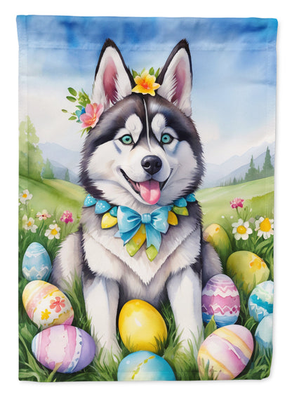 Siberian Husky Easter Egg Hunt House Flag-0