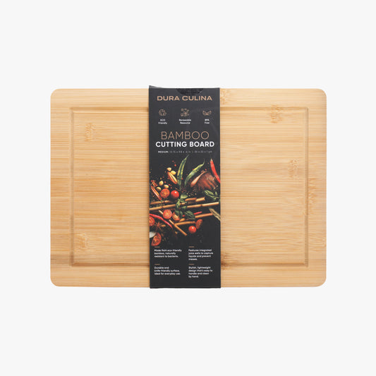 Bamboo Wood Cutting Board: Medium – (13.78” x 9.84”) Durable, Eco-Friendly Chopping Board-0