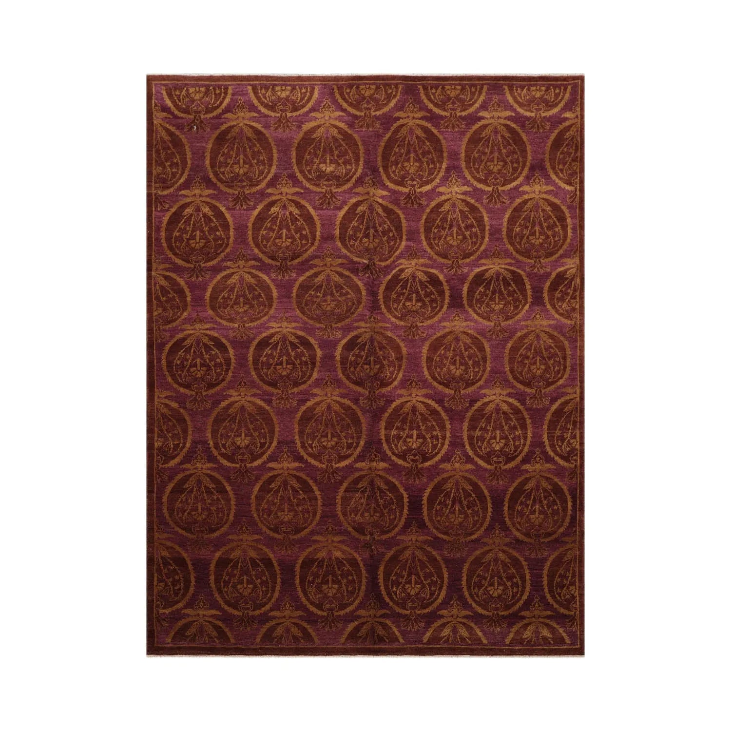 6x9 Aubergine Hand Knotted Tibetan 100% Wool Michaelian & Kohlberg Transitional Oriental Area Rug-1