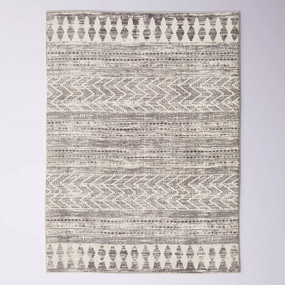 5-ft. x 7-ft. Grey Ivory Chevron Stripe Geometric Boho Style Area Rug-0