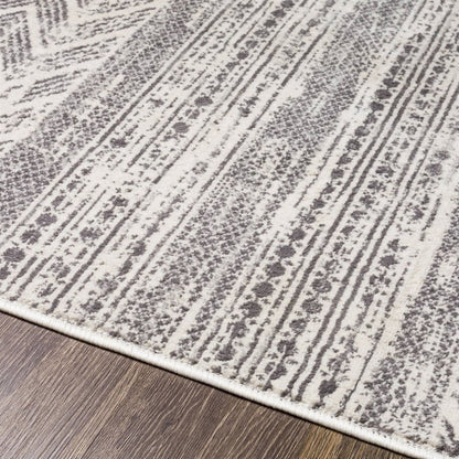 5-ft. x 7-ft. Grey Ivory Chevron Stripe Geometric Boho Style Area Rug-1