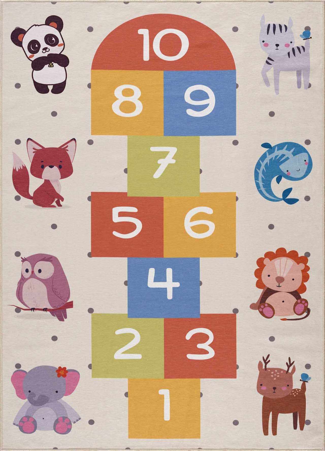 Lundy Colorful Hopscotch Washable Kids Rug-1