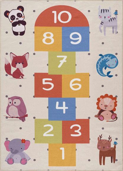 Lundy Colorful Hopscotch Washable Kids Rug-1