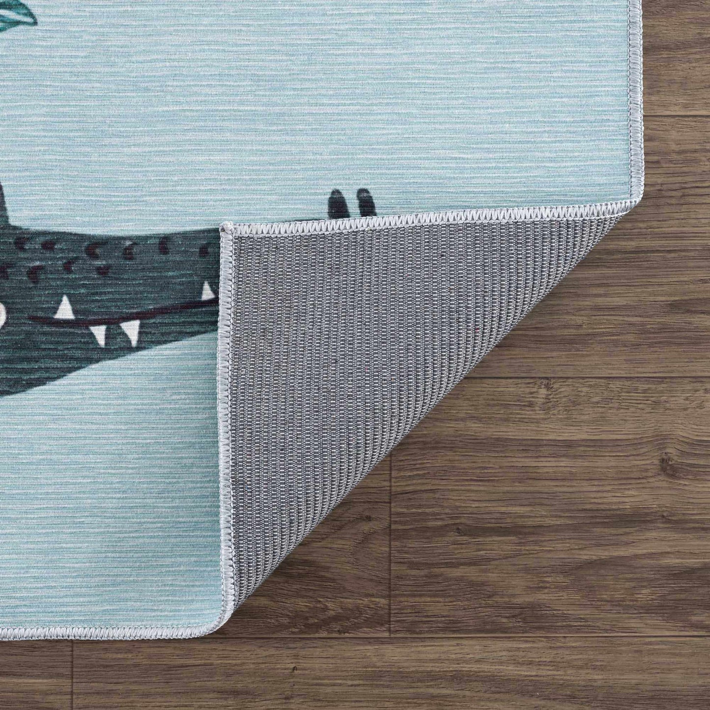 Petey Blue Animal Print Washable Kids Rug-2