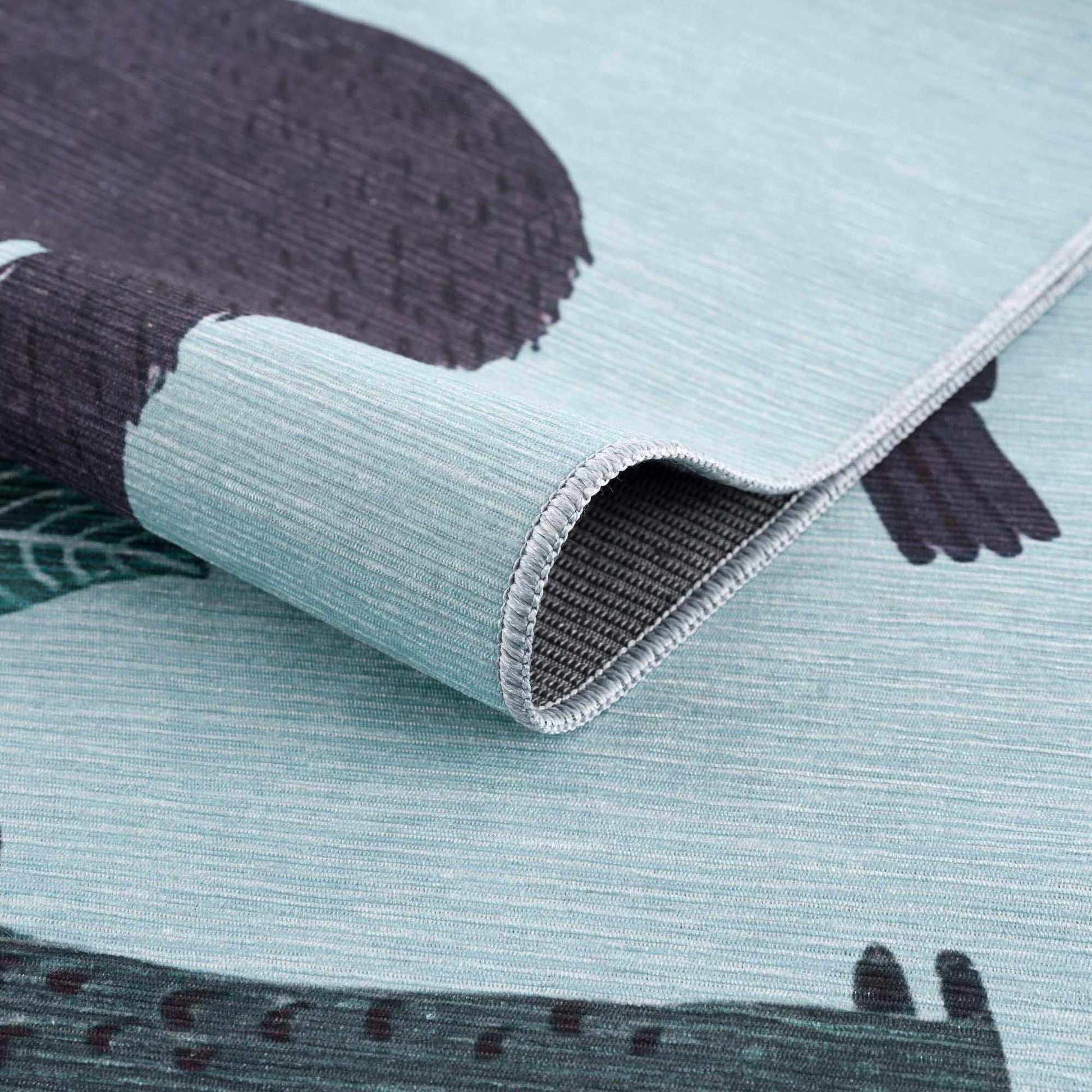 Petey Blue Animal Print Washable Kids Rug-3