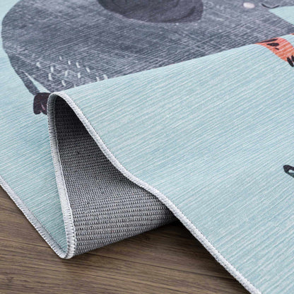 Petey Blue Animal Print Washable Kids Rug-4