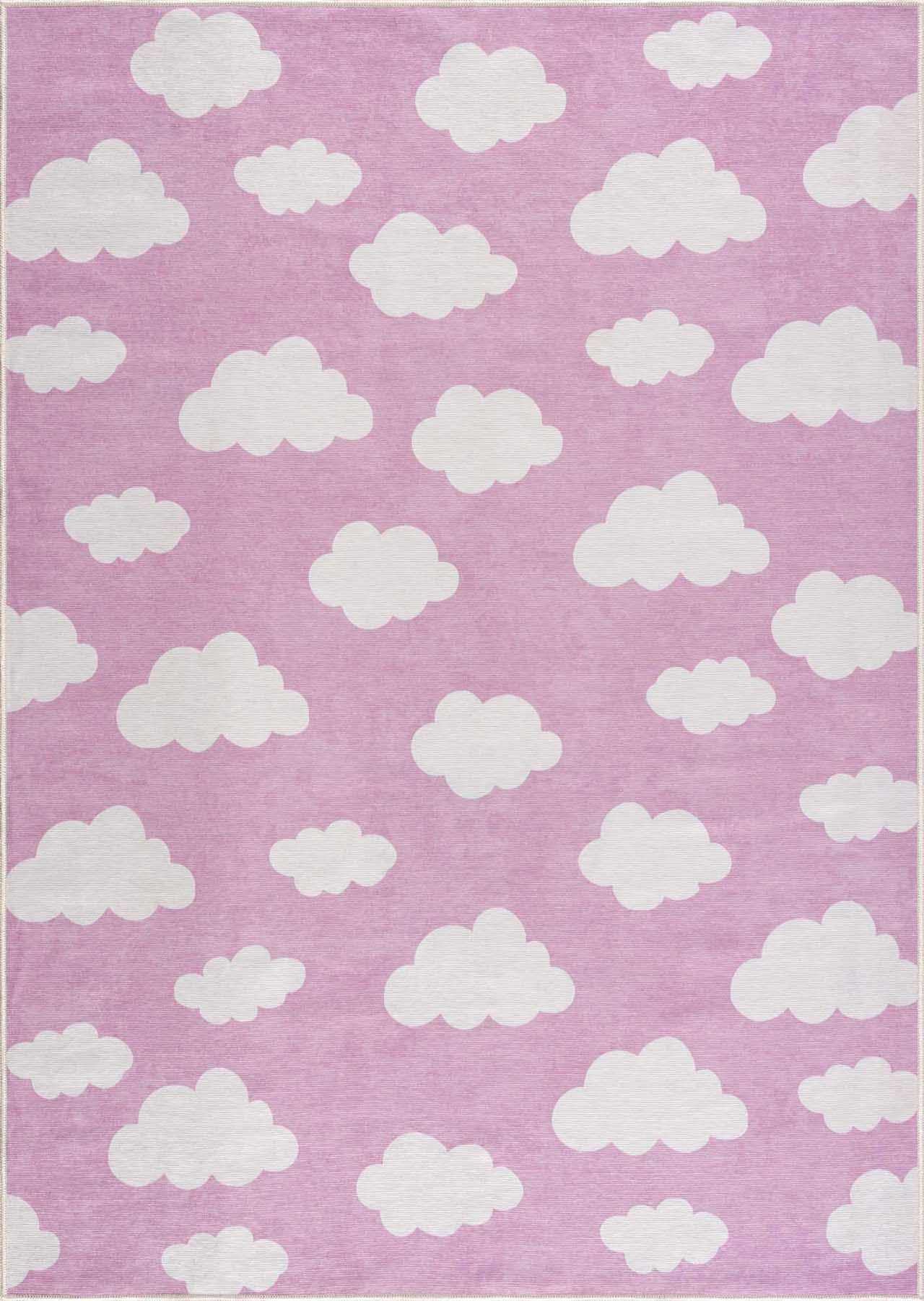 Nizar Pink Cloud Washable Kids Rug-1