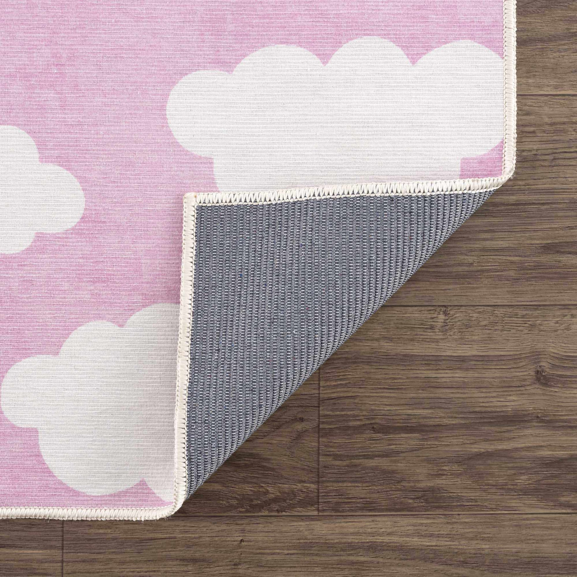 Nizar Pink Cloud Washable Kids Rug-2