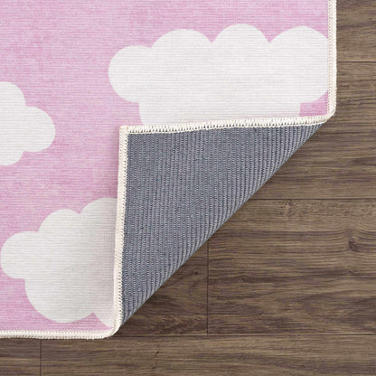 Nizar Pink Cloud Washable Kids Rug-2