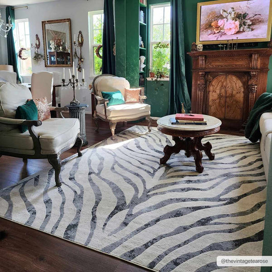 Gray Ecorse Zebra Print Area Rug-0