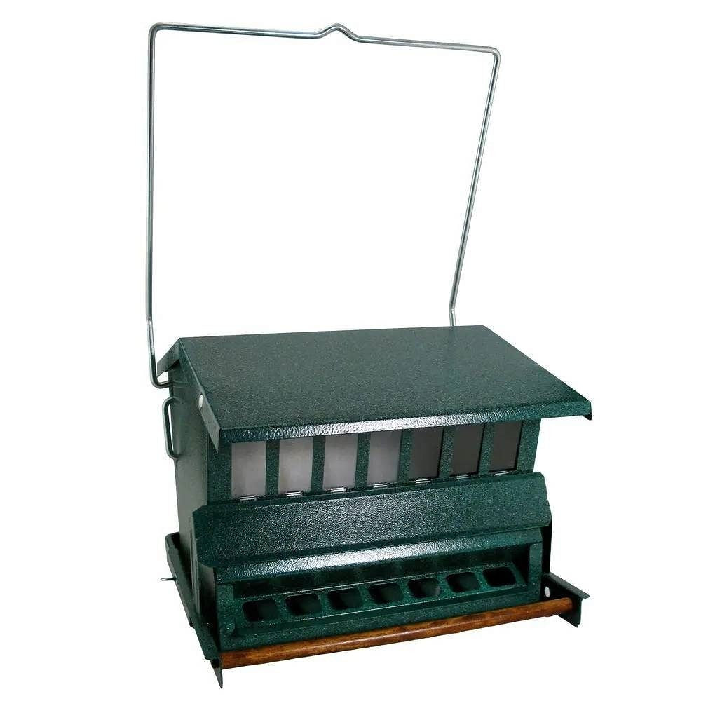 Rugged Green Metal Squirrel-Proof Bird Feeder with Easy-Refill Top-2