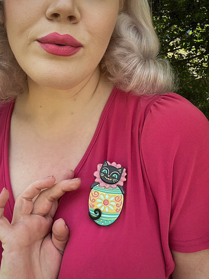 Eggcellent Black Cat Brooch Johanna Parker x Lipstick & Chrome-2