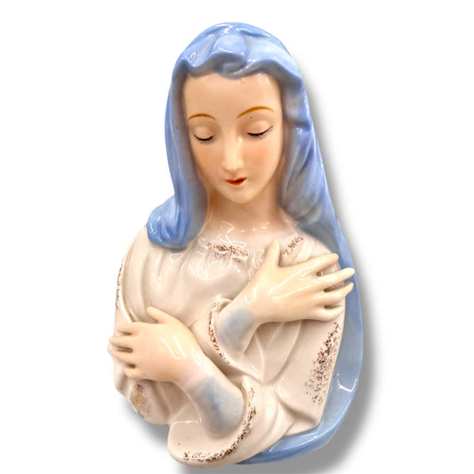 Vintage Shafford Japan Ceramic Porcelain Virgin Mary/Madonna Planter-0