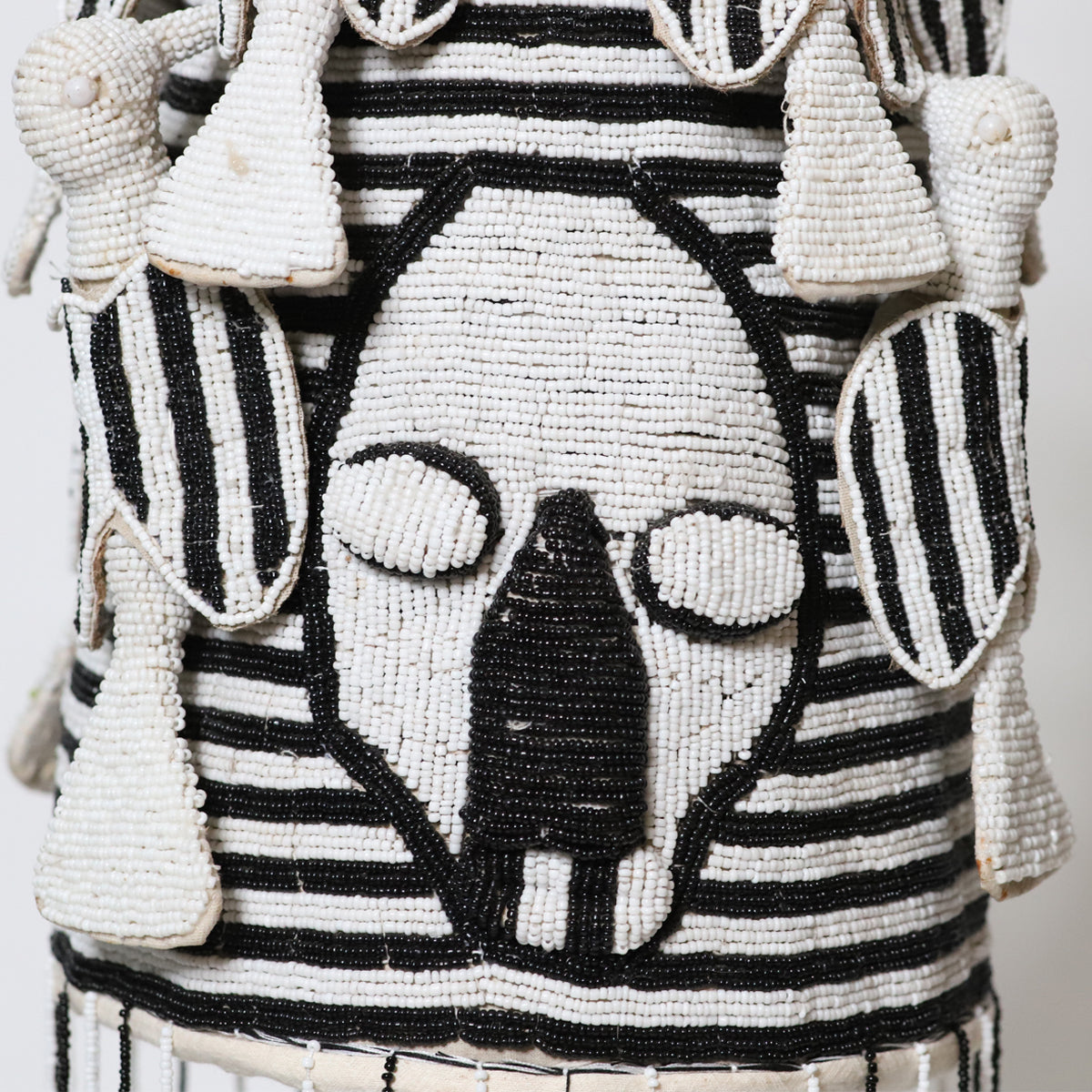 Black and White Yoruba Crown on a stand | Handmade in Nigeria-1
