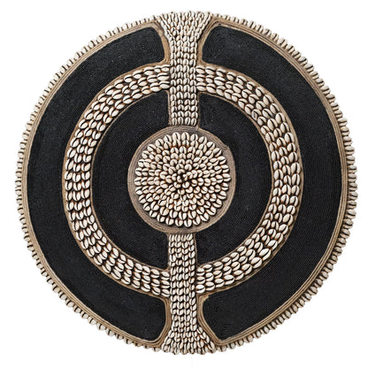 Beaded Cameroon Shield with Cowrie Shells Black on stand | Hand carved in Cameroon-2