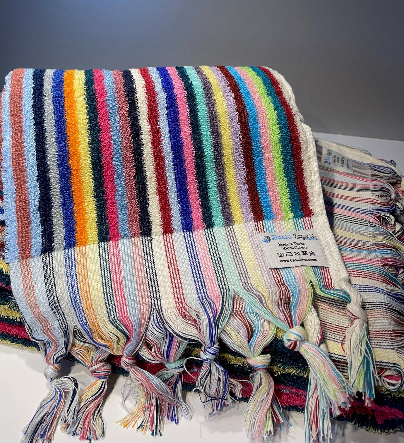 BUBBLE STRIPED TERRY HAND TOWEL-2