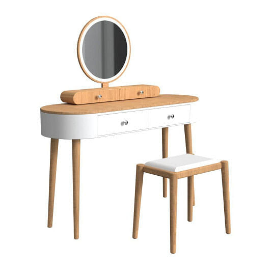Makeup Vanity Table Set with LED Mirror and 3 Spacious Drawers-White and Black-4