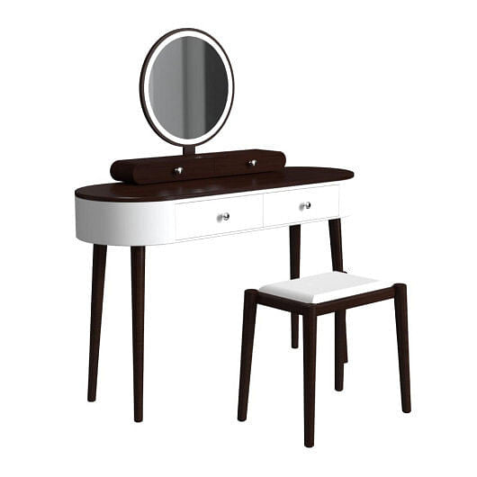Makeup Vanity Table Set with LED Mirror and 3 Spacious Drawers-White and Black-9