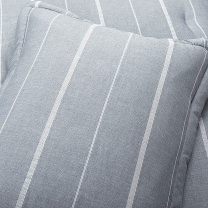 King/California King Blue Grey Off-White Stripe 3-Piece Comforter Set-1