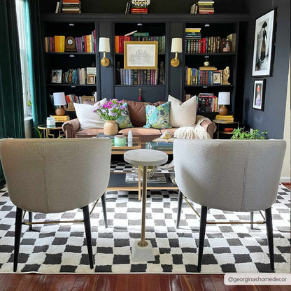 Lajos Black & White Checkered Area Rug-3