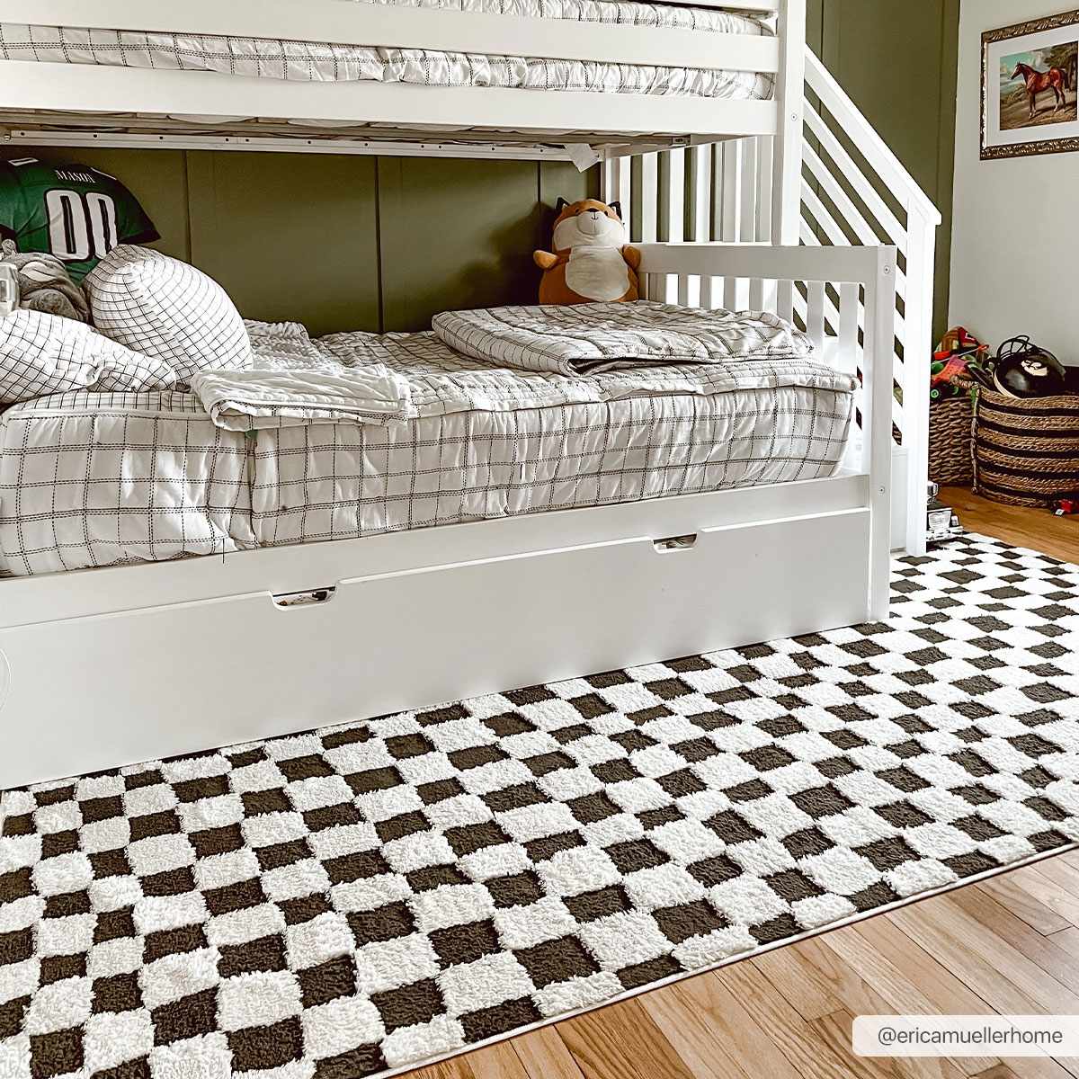 Lajos Black & White Checkered Area Rug-1