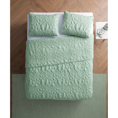 Queen Coastal Beach Starfish Seashell Seahorse Light Green Teal Quilt Set-2