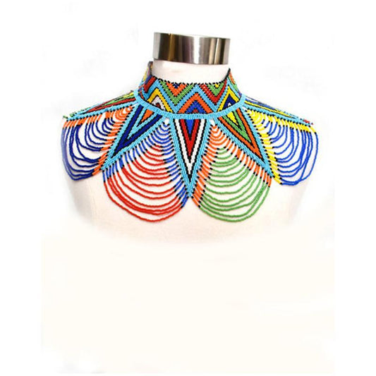 Mawe Long Beaded Bib Necklace 01-0