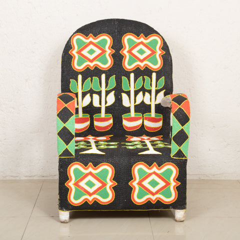 Yoruba Beaded Arm Chair Set of 2 | Black-1