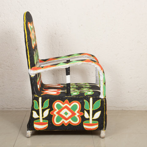 Yoruba Beaded Arm Chair Set of 2 | Black-2