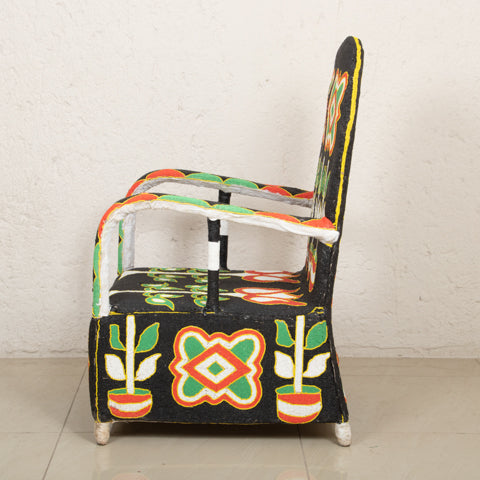 Yoruba Beaded Arm Chair Set of 2 | Black-4