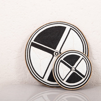 Beaded Cameroon Shield Black & White on stand | 4 Triangle Design-2