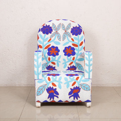 Yoruba Beaded Arm Chair Set of 2 | Blue Flowers-1