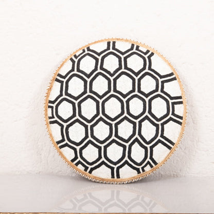 Beaded Cameroon Shield Black & White | Hexagon Dark Design-2