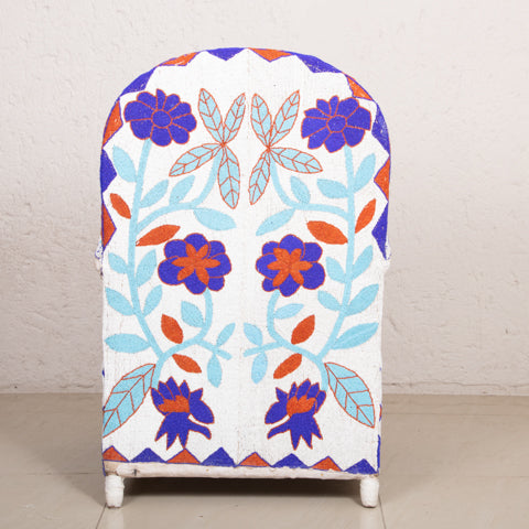 Yoruba Beaded Arm Chair Set of 2 | Blue Flowers-3