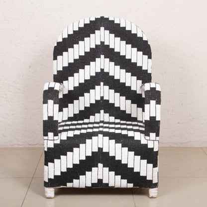 Yoruba Beaded Arm Chair Set of 2 | Black & White Zig Zag-1