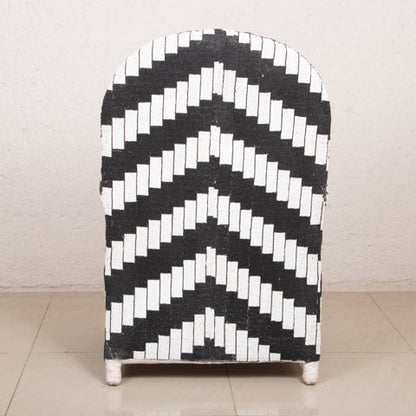 Yoruba Beaded Arm Chair Set of 2 | Black & White Zig Zag-3