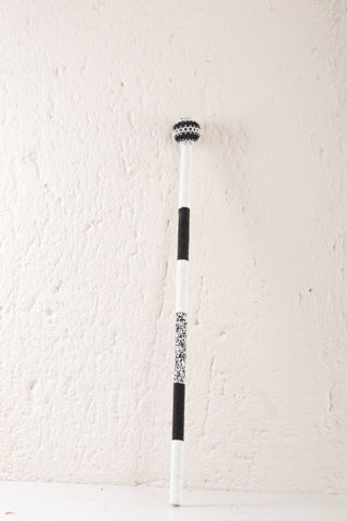 Ndebele Beaded Walking Stick | Black & White-2